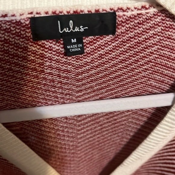 Lulus red & white striped sweater w/ 2 buttons sweater knit material. - Picture 8 of 10